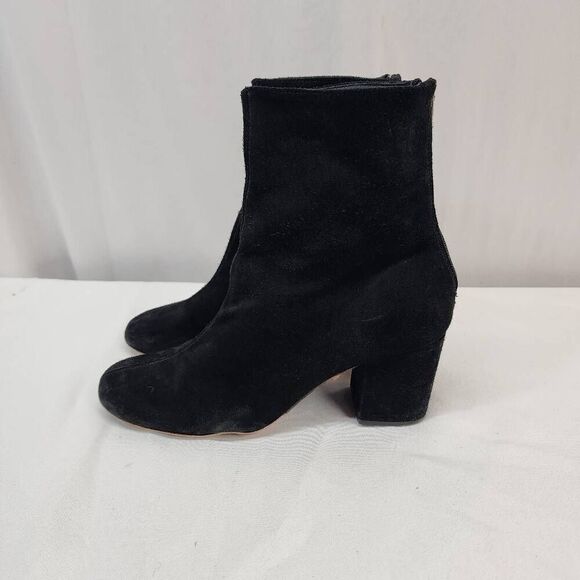 Free People Size 39 US 8.5 Cecile Black Suede Heeled Career Ankle Boots Zip Clos - Picture 5 of 9
